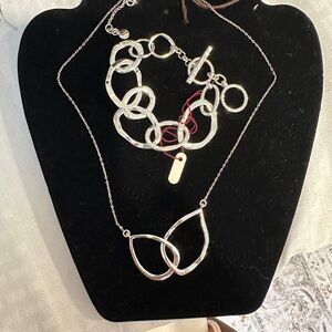 Chloe + Isabel Silver Bracelet and Necklace with Minimalist Pendant